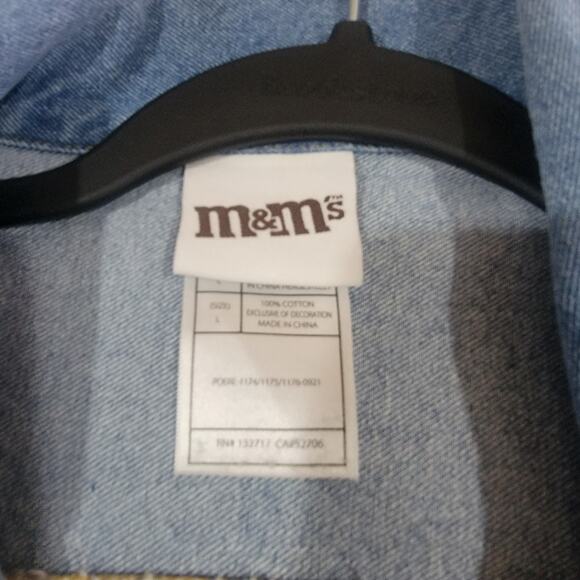 M&M Rainbow Vibes Denim Jean Jacket Large Pride Distressed - Picture 15 of 16